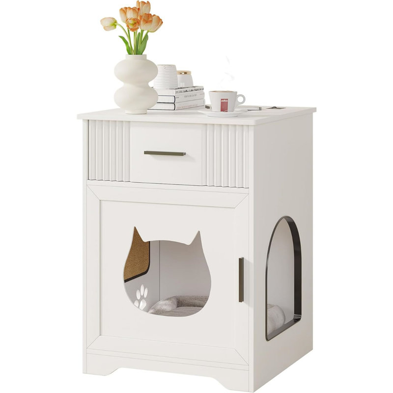 Cat Litter Box Enclosure Furniture With Drawer Hidden Cat Box Cabinet Indoor Pet House Cat Dog Crate Cat Washroom Furniture Bedroom Nightstand